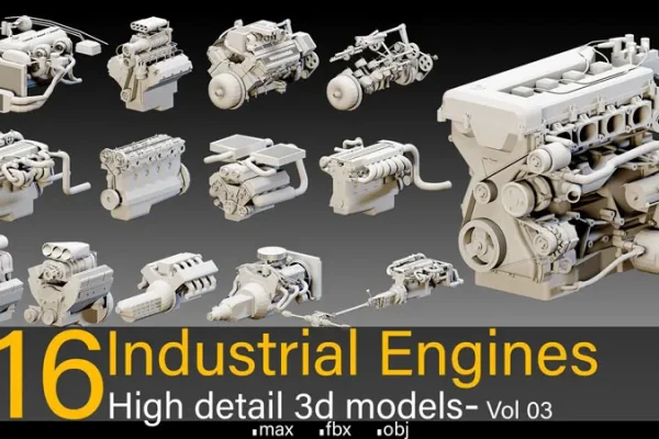 16款工业发动机3D模型